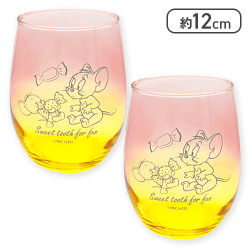 【ピンク&イエロー】トム&ジェリー グラデーションペアグラス