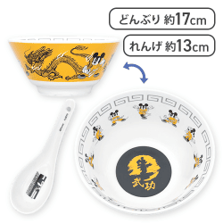 【カンフー】ミッキーマウス レンゲ付きラーメンどんぶり