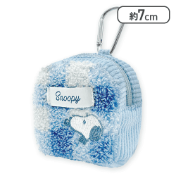【ブルー】スヌーピー もこもこ刺繍ポーチ