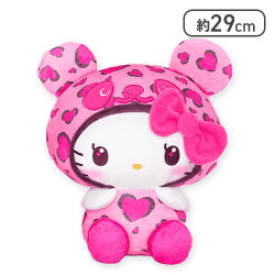 【ビビッドピンク】パンダ ハローキティ レディなヒョウ柄BIGぬいぐるみ