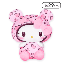 【ライトピンク】パンダ ハローキティ レディなヒョウ柄BIGぬいぐるみ