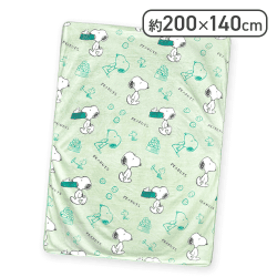 【グリーン】スヌーピー フランネル毛布5