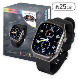 【ブラック】曲面タッチスクリーンスマートウォッチFLEX