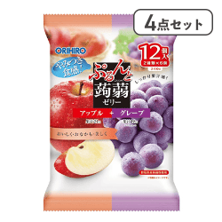 【4点セット】ぷるんと蒟蒻ゼリーパウチ アップル+グレープ ※賞味期限:2027/03/31