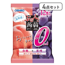【4点セット】ぷるんと蒟蒻ゼリーパウチ カロリーゼロ 白桃+巨峰※賞味期限:2027/03/31