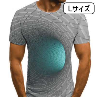 【D柄(L)】トリックTシャツ　二度見する穴