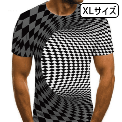【F柄(XL)】トリックTシャツ　二度見する穴