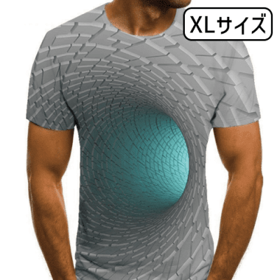 【D柄(XL)】トリックTシャツ　二度見する穴
