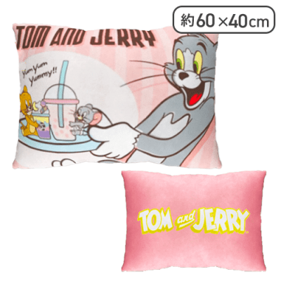 【ピンク】トム＆ジェリー　もちもち60SQクッション〜SweetsVer〜